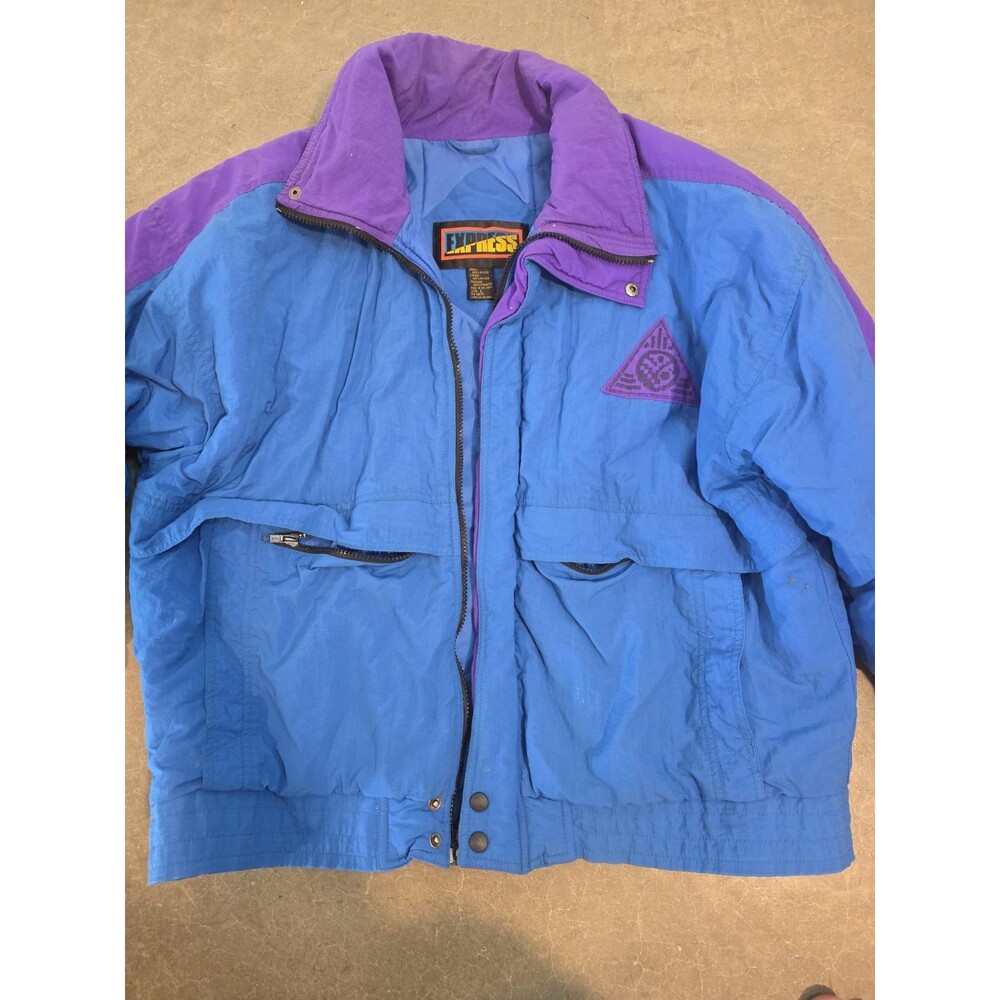 Vintage Express Windbreaker Jacket 90s Purple Blue, Y2K Large